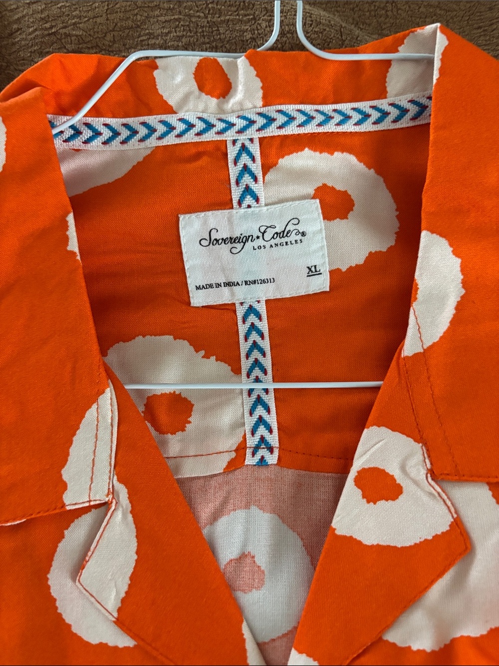 Sovereign Code Orange & White Printed Casual Button-Down Shirt